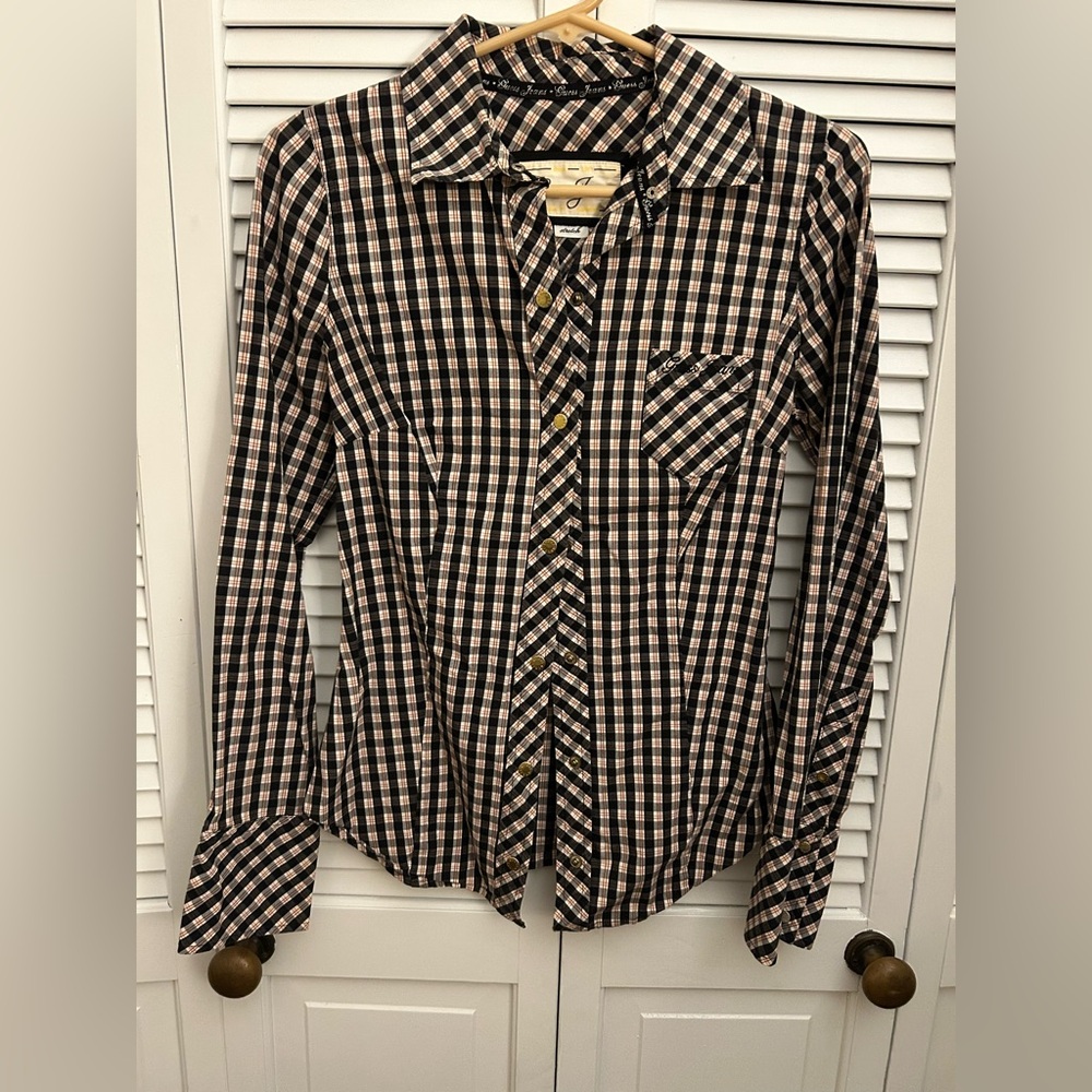 Guess Black, white and Red Plaid Shirt